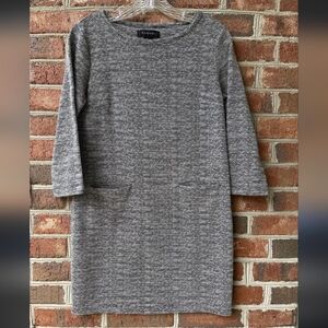 Tahari 3/4 Sleeve Shift Textured Dress Tunic Women's Size Small Front Pockets